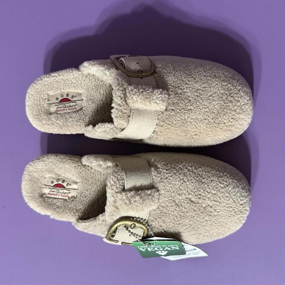 BOBS by Skechers Faux Fur Taupe Platform Slippers Vegan 114558 Women’s 8 - Picture 5 of 11